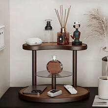 3-Tier Rotating Tabletop Display Rack, Wood Grain Bathroom Vanity Organizer, Makeup Storage Rack, Multi-Purpose Round Shelf, Suitable For Skincare, Perfume, Lipstick And Cosmetics - Space-Saving Countertop Organizer - Multicolor - View 4