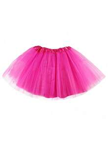 1pc 3Layers Neon 80s Tutu For Women Princess Tutu Skirt Birthday Party Tutu Dress Up Christmas Tutu Skirt Holiday Festival Mardi Gras Costume, Ballet Dress Up For Costume Party And Stage Performance, Festival Performance Dress-Up Skirt, Ballet Dance Performance Costume, Party Gift Valentine's Day Accessories - Hot Pink - View 3