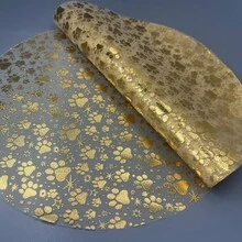 60pcs/120pcs Star And Cute Footprint Pattern, Gold Foil Round Disposable Placemats, Suitable For Wedding Celebration, Birthday Party, Graduation Ceremony, Holiday Home Decor, Indoor And Outdoor Dining, Tabletop Protection, Kitchen Dining Table Decor, Holiday Decoration, Tableware Accessories - Gold - View 1