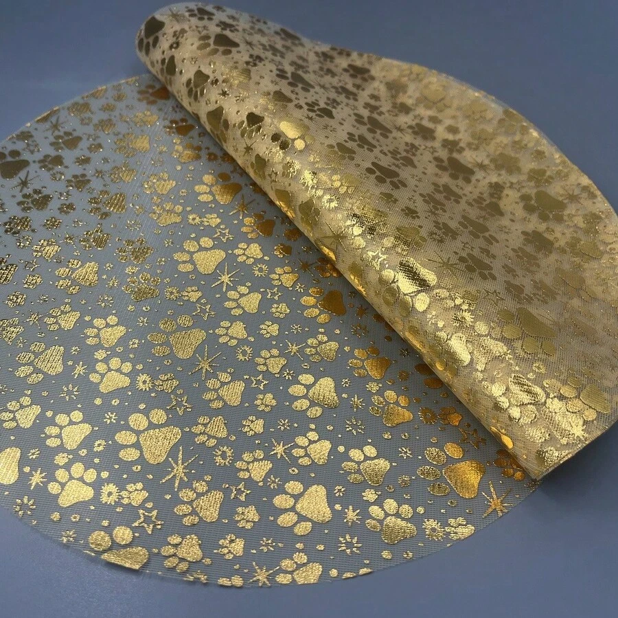 60pcs/120pcs Star And Cute Footprint Pattern, Gold Foil Round Disposable Placemats, Suitable For Wedding Celebration, Birthday Party, Graduation Ceremony, Holiday Home Decor, Indoor And Outdoor Dining, Tabletop Protection, Kitchen Dining Table Decor, Holiday Decoration, Tableware Accessories - Gold - View 1