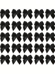 30/50/100pcs Satin Ribbon Bow Handmade Gift Decor Mini Ribbon Bows For Shoes, Clothing, Gift Box, Underwear, Socks Accessories (30pcs One Size) - Black - View 6