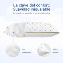 Bordado premium Almohadas de microfibra suave y soportes 60cm*40cm 1/2pz para dormitorio en cama y la sala de estar en sofá - Blanco - Ver 4
