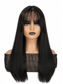 13*4*1T蕾丝前置合成假发，26英寸长直发带刘海，耐热纤维，适合日常佩戴 - 彩色 - 查看 14