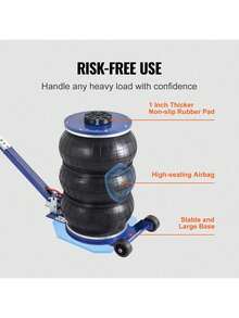 Air Jack  5 Ton 11000 Lbs Triple Bag Air Jack  Airbag Jack With Six Steel Pipes  Lift Up To 18.5 Inch 470 Mm  3-5 S Fast Lifting Pneumatic Jack  With Adjustable Handle For Car  Garage  Repair - 藍色 - 查看 6