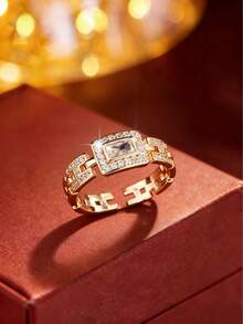 1pc Luxury Fashion Chain Design Ring Jewelry, Suitable For Daily Wear - Ring - View 3