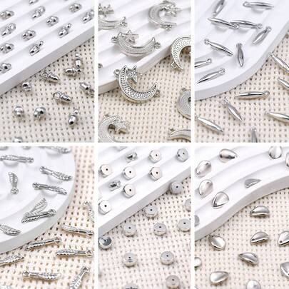 10/15/20/50/100/150/200颗什锦形状镀层CCB珠子吊坠，珠宝制作DIY项链手链耳环配件，隔珠，手工串珠用品，手机挂饰