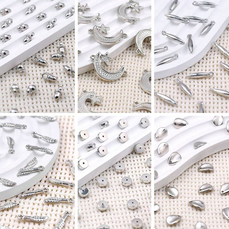 10/15/20/50/100/150/200颗什锦形状镀层CCB珠子吊坠，珠宝制作DIY项链手链耳环配件，隔珠，手工串珠用品，手机挂饰