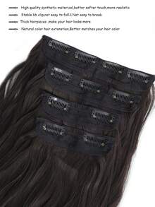 22 Inch 4pcs Black & Brown Clip-In Curly Hair Extensions, Suitable For Women & Girls Daily Use And Party - Multicolor - View 4