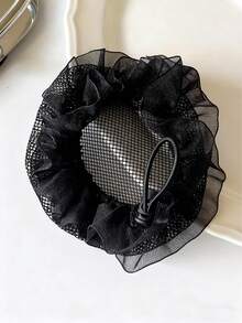 6个装黑色蕾丝儿童发网，芭蕾舞考试升级发髻罩，弹性发网 - 彩色 - 查看 4