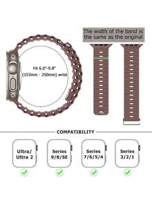 1条男女通用运动海洋风表带，兼容49mm、46mm、45mm、44mm、42mm、41mm、40mm、38mm尺寸的 Series 10/9/8/7/6/5/4/3/2/1 Ultra SE - 煙紫色 - 查看 4