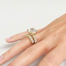 四爪镶嵌女士结婚戒指、订婚戒指、情人节珠宝礼物 - 多色 - 查看 3