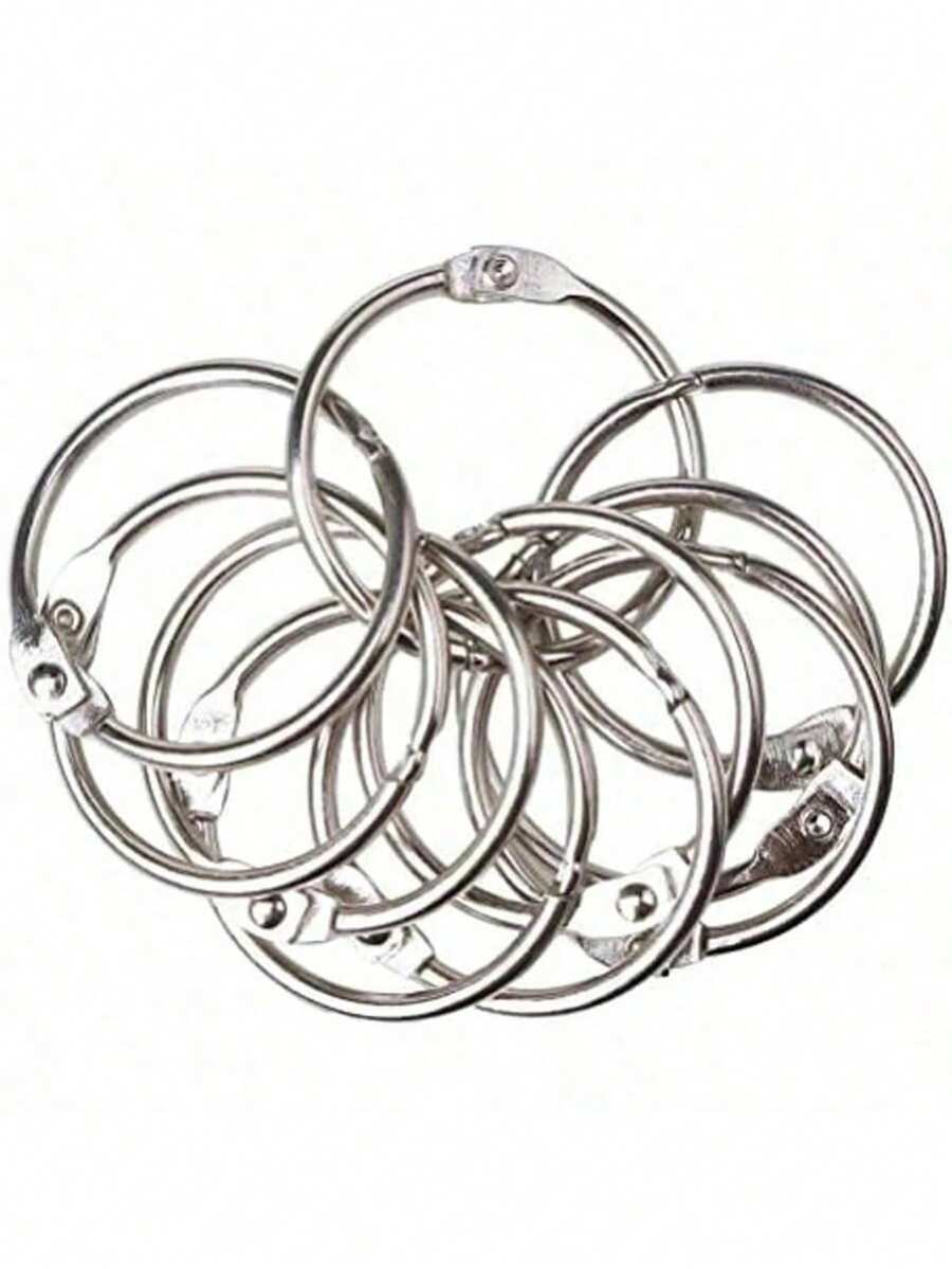 20pcs Metal Book Rings, Loose-Leaf Binder Rings 25mm Inner Diameter Keychain,Back To School,School Supplies - Silver - View 1