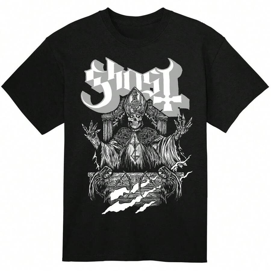 Nueva camiseta de la serie gráfica de álbum de calaveras Ghost 100% algodón para hombres y mujeres, camiseta unisex de gran tamaño, estilo gótico, hip hop, camiseta de moda Y2k - ykt-1 - Ver 1