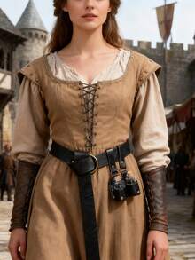 一套中世纪炼金术仿皮3件套药水瓶，奇幻腰包/侧包，维京角色扮演配饰（带腰带环），文艺复兴女巫道具，魔法药水瓶，朋克万圣节服装道具