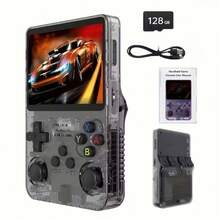 R36S Retro Game Console, 3, 5 Inch IPS Screen Portable Gaming Device - Pocket Retro Arcade, Long Battery Life, 128GB Storage, Linux System - Perfect Gift For Birthday And Holiday Celebrations, Birthday Gifts, Nostalgic Game Console, Compact Design - 128G Black - View 2