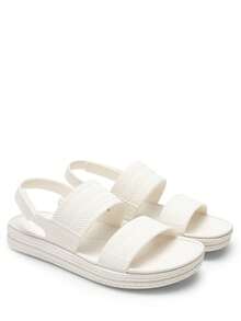 Women Water Sandals Comfortable Flat Sandals Beach Platform Dressy Summer Casual Walking Shoes - Toàn màu trắng - Xem 6