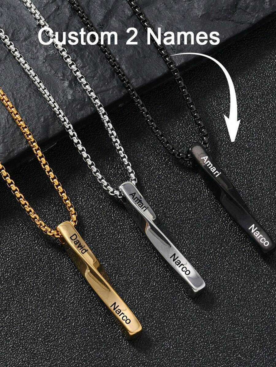 个性化螺旋条项链，不锈钢嘻哈男士吊坠，毛衣链饰品配饰，定制无限螺旋条项链