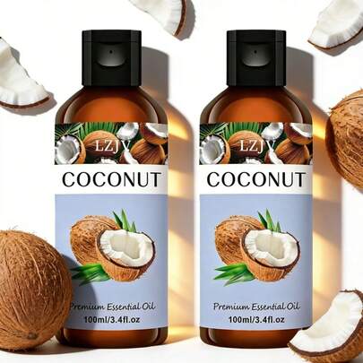 LZJV 2-Pack 100ml*2/3.4oz*2, 30ml*2/1.0oz*2 Coconut Essential Oil Diffuser, Vanilla Essential Oil Home Fragrance Diffuser, Home Decor, Face Care Gift