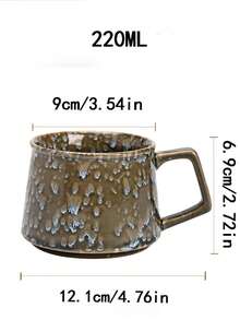 1个陶瓷拿铁咖啡杯，高品质可爱情侣水杯，个性化牛奶麦芽早餐杯，创意220毫升办公杯（窑烧颜色可能略有不同，敬请谅解） - 彩色 - 查看 3