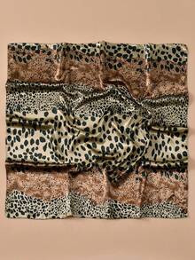 1pc Women's 2026 Vintage Leopard Print 90 Satin Square Scarf/Bandana, New Spring Fashion Headscarf, Can Be Used As Waistband, Bag Decoration, Ribbon, Headband Or Scarf, Ideal Choice To Enhance Your Overall Look, Suitable For All Seasons - Multicolor - View 5