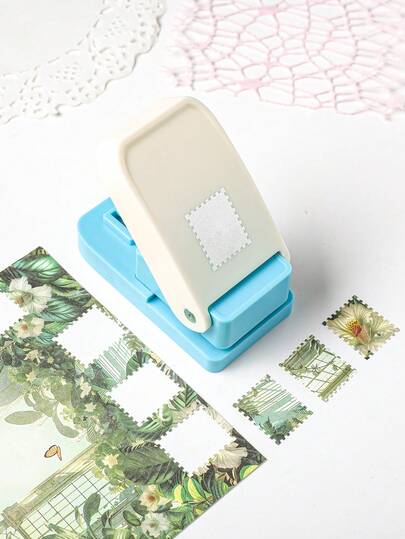 1PC Stamp Frame DIY Puncher, Stamp Shape Creative Punch Embossing Machine, Square Hole Puncher, Serrated Punch Paper Embossing Tool