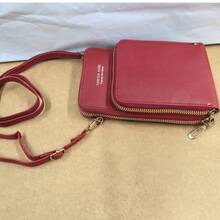 JLCH Bolso de teléfono de unicolor con pantalla táctil para mujer, bolso bandolera de teléfono vertical multiusos transparente, mini bolso con gran capacidad, pequeña cartera, cartera mini, cartera pequeña, carteras para mujer, cartera para damas - Burdeos - Ver 3