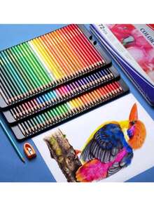 12/24色木质油性彩色铅笔套装，绘画、素描和着色工具，适合学生、办公室、学校、素描、学生、马克笔、文具、男孩、女孩、学习用品 - 彩色 - 查看 2