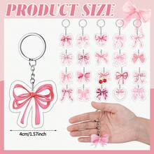 6/12pcs Pink Bow Acrylic Keychains, Baby Shower Party Favors, Gender Reveal Party Keychains, Bag & Phone Charms, Classroom Rewards, Cute Cartoon Baby Shower Party Decorations - Multicolor - View 2