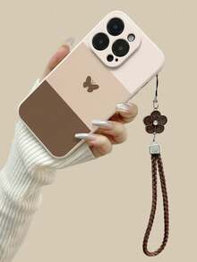 蝴蝶图案直边穿孔米色手机壳，带可拆卸链条，简约防摔加厚保护套，兼容 16/16 Pro/16 Pro Max/17/17 Pro/15 XR/7/8/15 Pro Max/12 Pro Max/13 Pro Max/14 Pro Max、13/14/11/12/P14/P11/P12、XS/XR/78/P/78/GE/S2、A13/4G/A22/A21S/A514G/A52/S22 Ultra/A33/5G、Redmi 10/Redmi Note 114G/Redmi 11 Lite/A53、TPU A14/A23/S23 Ultra/S24/A14/A15/S23/A73、Redmi - 彩色 - 查看 3
