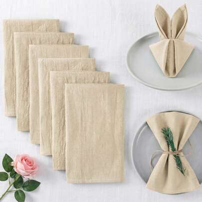 6 Pcs Washable Solid Color Napkins, 40*40 Cm/15.75*15.75 Inch, 100% Cotton, Soft Cloth Suitable For Outdoor Wedding Events, Bridal Parties, Sweet Parties, Dinners, Food Photography, Cocktail Parties, Hotel Glass Wiping Cloths, Kitchen Hand Towels