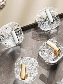 4pcs Transparent Glacier Hooks, Lightweight And Luxurious, High-End, Suitable For Various Scenes: Kitchen, Wardrobe, Wall, Door, Bathroom. Can Be Used To Hang Towels, Coats, Hats, Scarves, Spatulas, Etc., Allowing You To Easily Enjoy The Pleasure Of Organization. Also An Ideal Choice For Gifts To Family, Female Friends, Halloween, Travel, And Christmas.