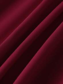 优雅纯色荷叶边镶钻长袖连衣裙，正式晚礼服，婚礼派对礼服 - 酒紅色 - 查看 8