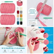 Hilo de camiseta, ancho 3cm, cinta de tejido de ganchillo grueso rosa polvoso para bolsas/cestas/alfombras de ganchillo, decoracin del hogar, artesanas de bricolaje (Negro, 200 M) - negro1+200 m - Ver 14