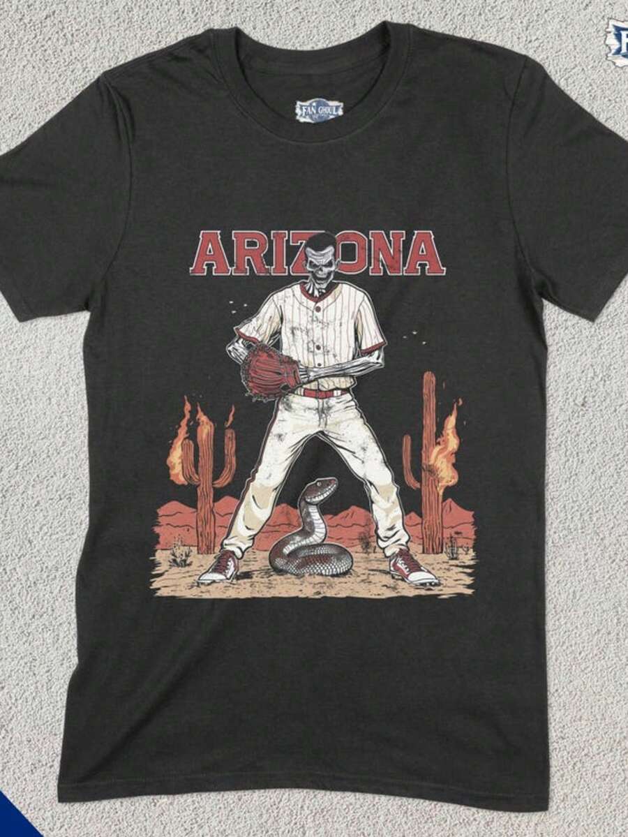 Arizona Baseball Shirt, Diamondback Baseball, Sports Team Clothing, Baseball Fan Gift, Baseball Lover Apparel, Vintage Baseball, Phoenix - 黑色 - 查看 1