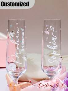 Customizable Wine Glass, Personalized Wedding Glass, Photo & Text Customized, High Borosilicate Glass, Stemmed Highball Glass, White Wine Glass, Red Wine Glass, Face & Name Customized Cup, Bridesmaid Groomsmen Gifts, Wedding Party Essentials - Multicolor - View 4