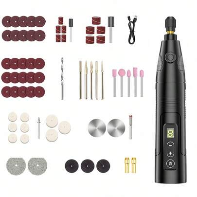 68pcs USB Rechargeable Portable Electric Polishing Machine Set, Home Mini Electric Grinder With 5 Adjustable Speeds, Perfect For Polishing, Carving, And DIY Projects.