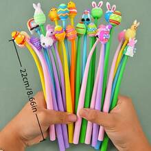 5pcs Easter Bunny & Egg Shaped Gel Pens, Cute Design Neutral Pens In Black Ink, Suitable As School Classroom Awards, Back To School Stationery Gifts (Random Style) - Multicolor - View 9