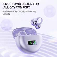 Auriculares inalámbricos LIFEBEE de oído abierto con pantalla LED, verdaderamente inalámbricos, diseño cómodo de clip para la oreja, estuche de carga circular mini, larga duración de la batería, modo de juego, resistente al sudor, compatible con Apple y teléfonos Android - Unitalla - Ver 4