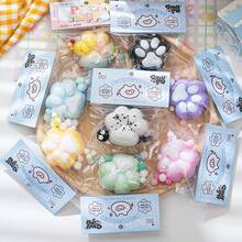 创意猫爪捏捏音乐可爱毛绒减压玩具新奇快速回弹减压玩具办公桌面感官玩具，趣味派对礼物，捏捏音乐生日礼物，小礼品袋填充物，缓解焦虑神器 - 彩色 - 查看 2