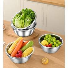 2 st mikroperforerade silar i rostfritt stål - Multifunktionellt durkslag och blandningsskål, för att diska grönsaker, frukt, ris och avrinning av pasta, extra stor kapacitet, diskmaskin, rostskyddad, oumbärlig för köket - 2 st - Visa 10