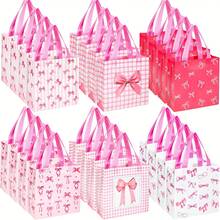 Tote Bags With Handles, Designed For Party Favors, Featuring Six Different Styles, For Birthdays And Weddings, In Pink - Multicolor - View 5