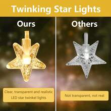 1串LED水晶星形灯串，电池供电，闪烁星形灯，适用于卧室、宿舍、帐篷、婚礼、派对、情人节、感恩节、开斋节等节日装饰（不含电池） - 星星 - 查看 5