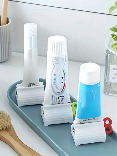 Exprimidor de pasta de dientes, adecuado para pasta de dientes, gel facial, ungüento o crema de manos, soporte para exprimidor de pasta de dientes, herramienta manual de rodillo exprimidor de tubo de pasta de dientes, enrollador de clip de pasta de dientes, impermeable y fácil de exprimir, adecuado para el hogar y los viajes, accesorio de baño unisex