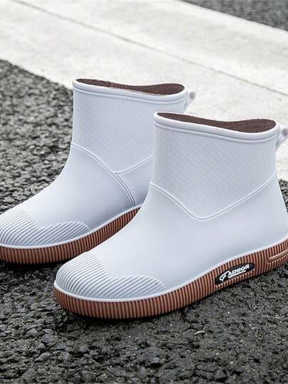 Botas de lluvia hasta media pantorrilla para mujer, zapatos de agua de goma texturizada duraderos y elegantes, perfectos para actividades al aire libre como trabajar en el jardín, caminar bajo la lluvia, pasear al perro, pescar, acampar, hacer caminatas y más.