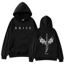 Anime Solo Leveling Hip Hop Men's/Women's Hoodie Retro Gothic Pattern Sportswear Manga Solo Leveling Casual Hoodie Fan Gift - Black - View 1