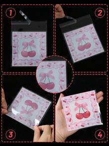 100pcs Cherry Bow Gift Bags, Self-Seal Bags, Girls Birthday Party Favor Bags, Baby Shower Candy Bags, Gender Reveal Party Cookies Bags, Wedding Candy Bags, Bridal Shower Favors, Pink Party Gift Packaging Bags, Baking Packaging Bags, Party Table Decor, Pink Bow Decor, Cherry Decor, Birthday Gifts, Party Favors - Cherry Bow - View 12