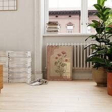 1幅无框开斋节植物花卉墙画，粉色花朵绿叶点缀米色背景 | 伊斯兰节日装饰画，适用于客厅、卧室、宿舍、房间装饰，复古墙画，独特礼物 - 彩色 - 查看 2