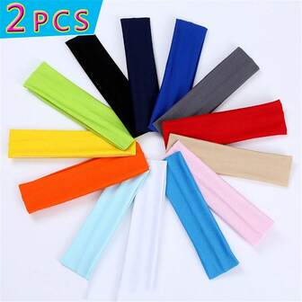 2PCS Sports Headbands High Elastic Women Gym Yoga Hair Bands Exercise Tennis Fitness Running Sweat Head Hair Bands