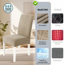 6 Pzas cubiertas de silla resistentes a salpicaduras en unicolor,Elástica Protectora De Silla Comedor Removible.cubierta moderna para silla de comedor de poliéster elástico, La cubierta de la silla es adecuada para la mayoría de las sillas, y la tela de alta elasticidad puede adaptarse a su silla muy bien y hacer que su silla se vea más fresca.  La cubierta de la silla de comedor puede transformar su vieja silla en una nueva, actualizar su decoración interior, extender la vida útil de la silla y ahorrar su dinero. Las fundas decorativas para sillas se pueden utilizar en salones, banquetes de boda, hoteles, conferencias, celebraciones, ceremonias, restaurantes, etc.todas las estaciones. - Caqui - Ver 8