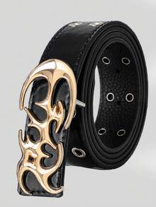 1件装时尚休闲金属铆钉孔眼腰带，男女通用街头风牛仔裤腰部装饰配饰，适合日常通勤、返校、约会和旅行度假。 - 骷髏金扣 - 查看 12